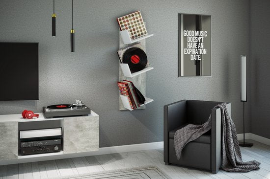 LP-Vinyl-Design-Wandregal/Wandschrank Sulda, weiß