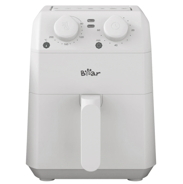 Bear QZG-K12T1 Kompakte Heißluftfritteuse 3 l – Weiß – 20,5 x 26,5 x 28,5 cm