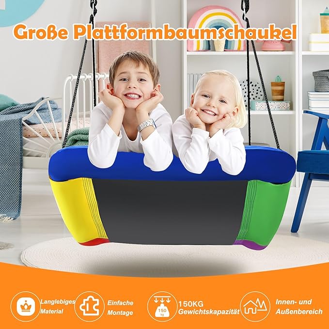 Coast Nest Skel Kinderschaukel für den Baum mit 100–160 cm verstellbarem Seil, farbig, 123 x 45 cm