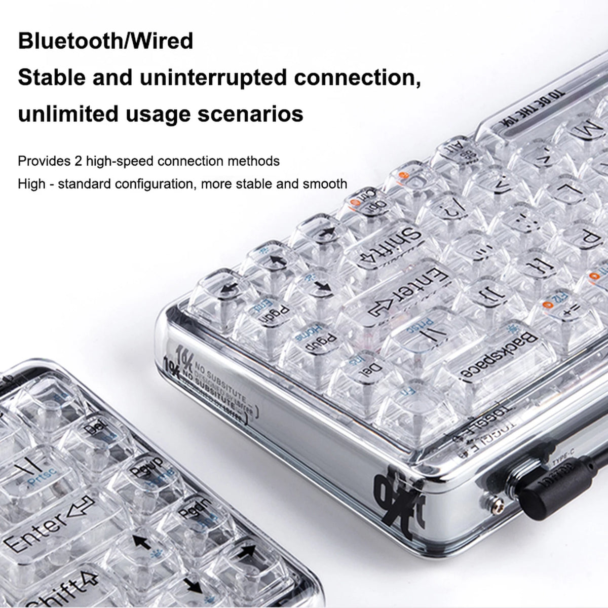 Lofree OE907 65 % mechanische Tastatur, transparent – QWERTY, Bluetooth 5.1 – 30,6 × 14,4 × 4,3 cm