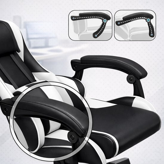 Bayt Game chair - Gaming-Stuhl - Gaming-Stuhl - Verstellbare Rückenlehne - Komfortabler Game-Stuhl - Schwarz und weiß