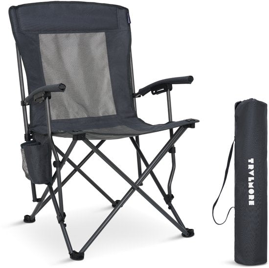 TRVLMORE Campingstuhl - klappbar - 150KG Tragkraft - inkl. Tragetasche - Klappstuhl - Angelstuhl - Campingstuhl - Klappstuhl - Grau