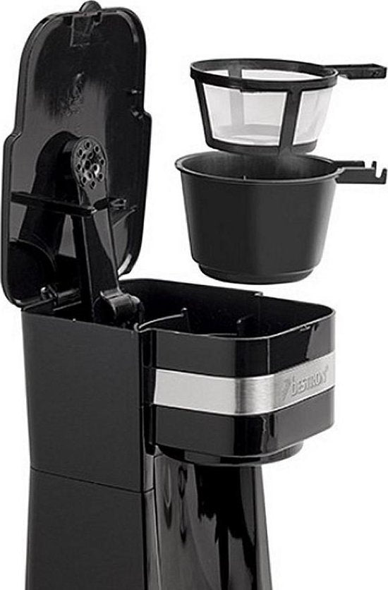 Bestron Filterkaffeemaschine 750 W – ACM112Z – 0,42 l, 2 große Tassen – Für den Campinggebrauch geeignet – Thermobecher – 5 Jahre Garantie
