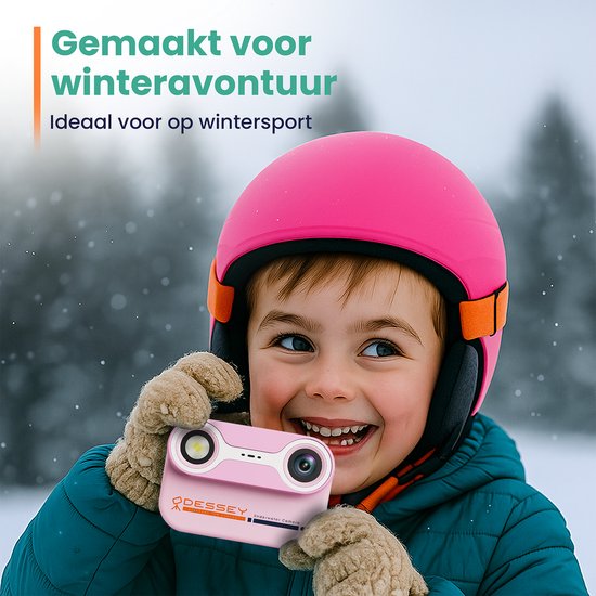 ODESSEY Wasserdichte Kinderkamera – mit Stativ – Full HD – Selfie-Kamera – 32 GB SD-Karte – Foto – Video – Spiele – Digitalkamera für Kinder – Fotokamera für Kinder – Rosa