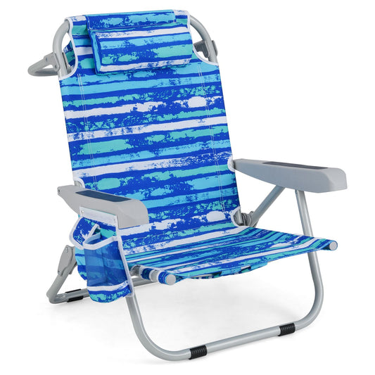 Coast Faltbarer Strandkorb - mit Getränkehalter und Armlehnen - 66 x 65 x 78 cm - Blau