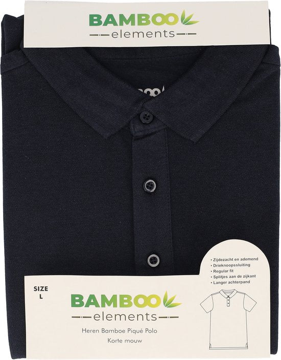 Bamboo Elements – Herren-Poloshirt – Marineblau - Größe XXXL – Herren-Poloshirt – Kurzarm – Piqué-Stoff – Herren-T-Shirt – Bambus