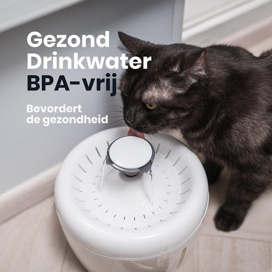 TrevoPet® Trinkbrunnen Katze - Wasserbrunnen Katze - Katzenbrunnen - Flüsterleise - Trinkbrunnen - Katzentränke - 2,5 Liter - einschließlich Filter - Weiß
