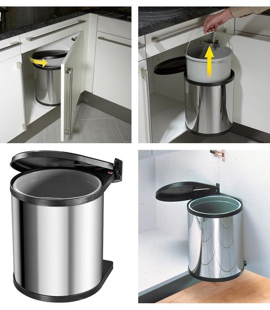 Hailo Compact-Box M Mülleimer - 15 l - Einbauabfallbehälter - Edelstahl