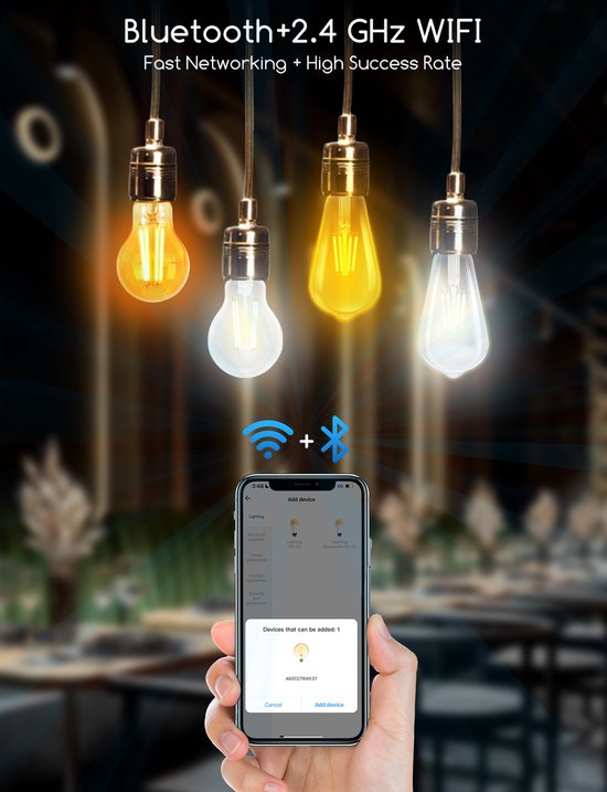 Aigostar 10YIE – ST64 – Intelligente Beleuchtung – Leuchtmittel E27 – Ø 6,4 cm – Steuerung per App – Dimmbar – Smart Bulb – 6 W