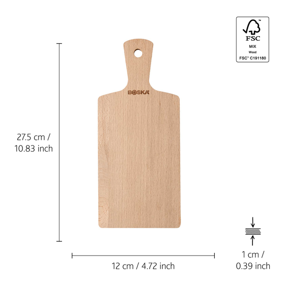 Boska Servierbrett Genf S Buchenholz - 20 cm - geölt - mit Lederband