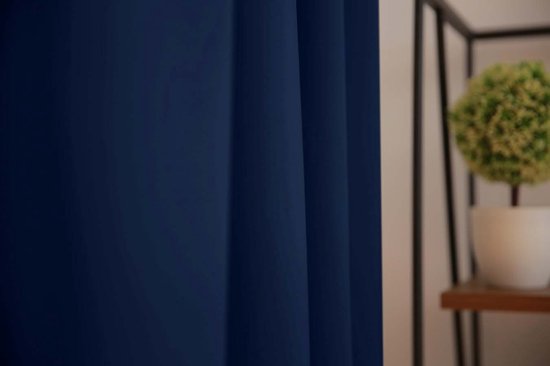 Larson – Luxuriöser, einfarbiger Verdunkelungsvorhang – mit Haken – 1,5 m x 2,5 m – Dunkelblau
