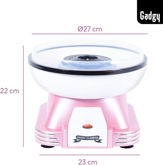 Gadgy Zuckerwattemaschine Retro Rosa, mit 10 Stäbchen und Messlöffel – Zuckerwatte-Maschinen – Süßigkeiten – Kinderparty – Zuckerwatte-Zucker – Cotton Candy