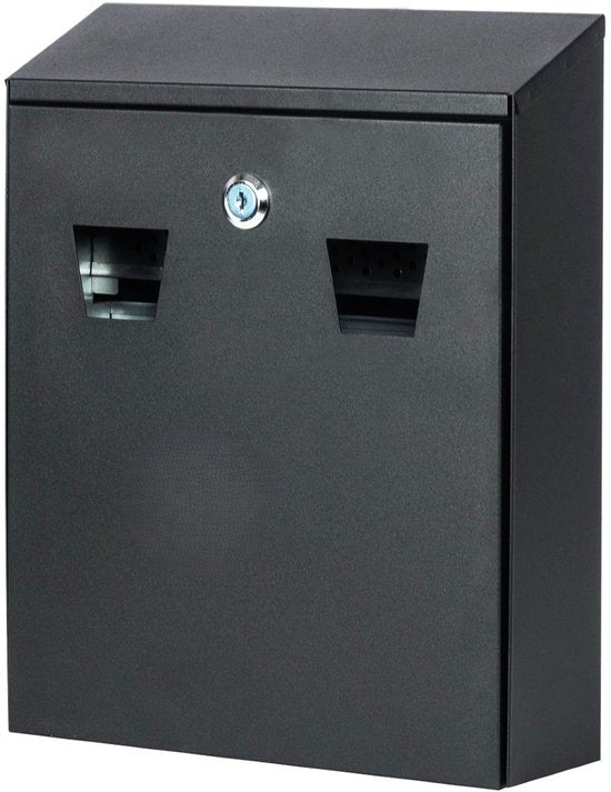 Ceruzo Wandaschenbecher Schwarz – Groß – Mit Schloss – Aschenbecher für den Außenbereich – 32 x 26 x 8,5 cm