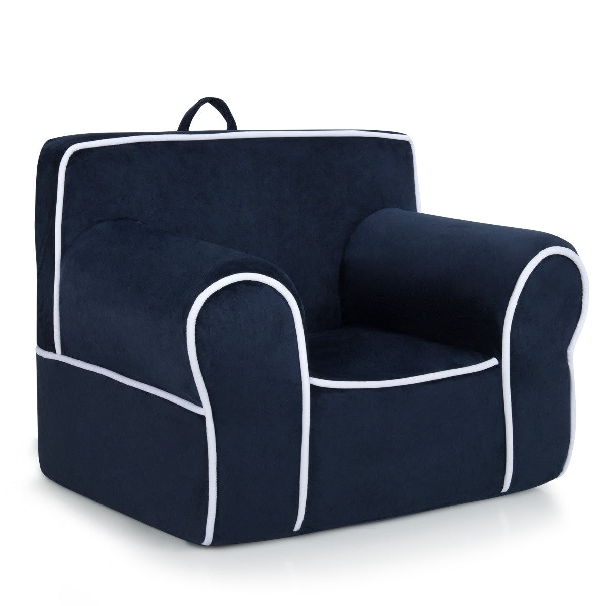 Coast gepolstertes Kindersofa mit Schaumstoffpolsterung und Armlehne und Griff 68 x 46 x 50 cm navy blau