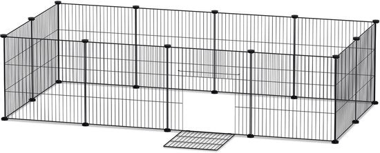 Kaninchenauslauf Puppyren 12 Paneele Schwarz DIY Haustierauslauf 35 x 35 cm für den Innenbereich