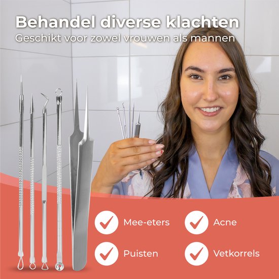 Nuvance - Mee Eaters Removal - Mitesserentferner - 5er Set - Mee Eater Remover - Komedonenschöpfer - Silber