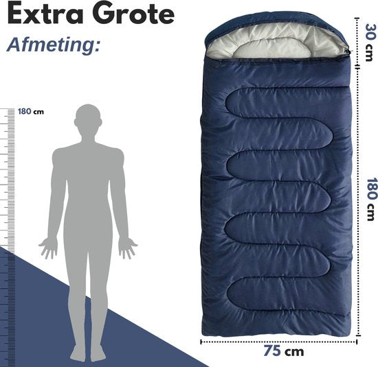 Vertrex Tri-Season Adventure Mumienschlafsack - Schlafsäcke Erwachsene - Camping - Blau