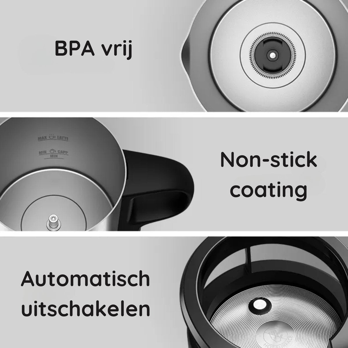 Safecourt Kitchen Milchaufschäumer pro - Abnehmbare Kanne - 4-in-1 - BPA-frei - 300 ML - Schwarz