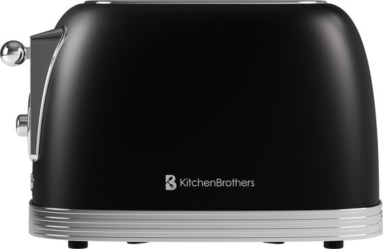 KitchenBrothers Retro-Toaster - Toaster - 6 Heizstufen - 2 extra breite Schlitze - 815W - Schwarz