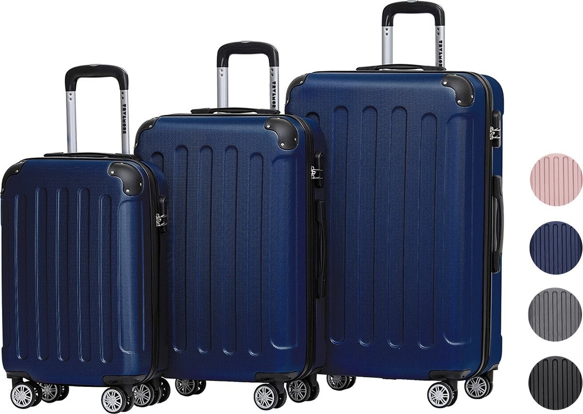 TRVLMORE - Kofferset - 3 Stück - 38L (Handgepäck) + 70L + 110L - Dunkelblau