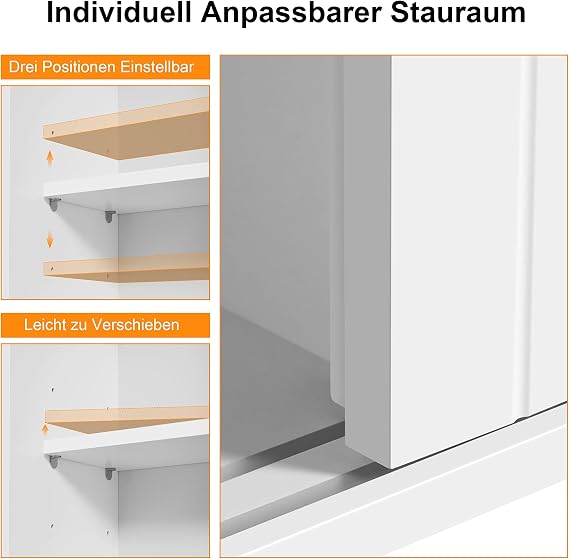 Yaheetech Badezimmerschrank 69,5 x 20 x 71,5 cm – Schiebetüren – Rollen – Weiß