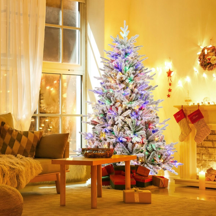 Künstlicher Weihnachtsbaum mit LED-Lichtern - 186 cm - Grün/Weiß - Coast