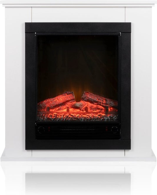 Classic Fire Elektrischer Atmosphärenkamin Lugano - Kamin mit Feuerstelle - LED Flammen - 1800W - Weiß