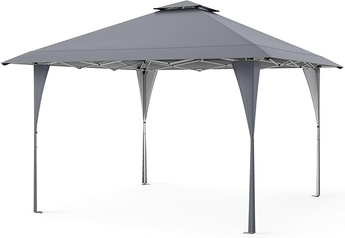 Coast Faltbares Partyzelt 3,95 × 3,95 m – Pop-up-Pavillon mit Belüftungsdach, 3 Höhenstufen, UV-Schutz und Tragetasche – Grau
