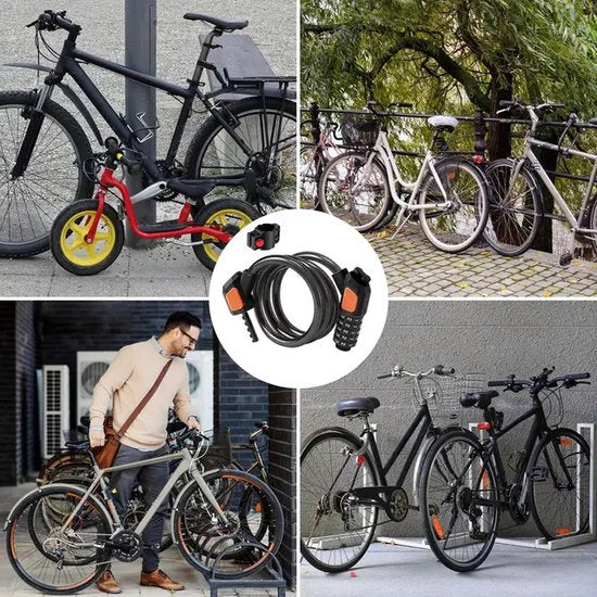 Garpex® Bicycle Lock Digit Lock - Digit Lock Fahrrad oder Elektroroller - Kabelschloss Vorhängeschloss - Schwarz mit Bügelbefestigung