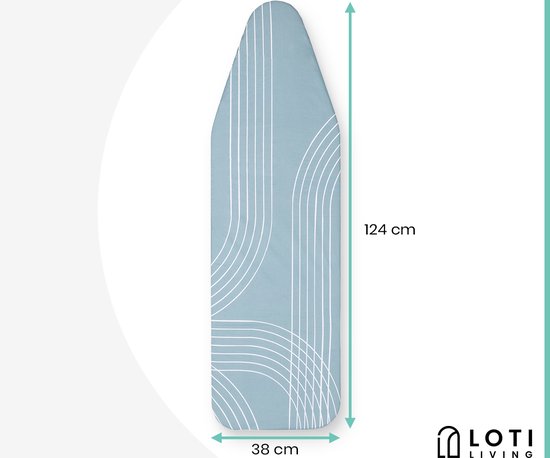 Loti Living Bügelbrettbezug 124 x 38 cm – Breeze – Bügelbrettbezug – Komplettset – Universal