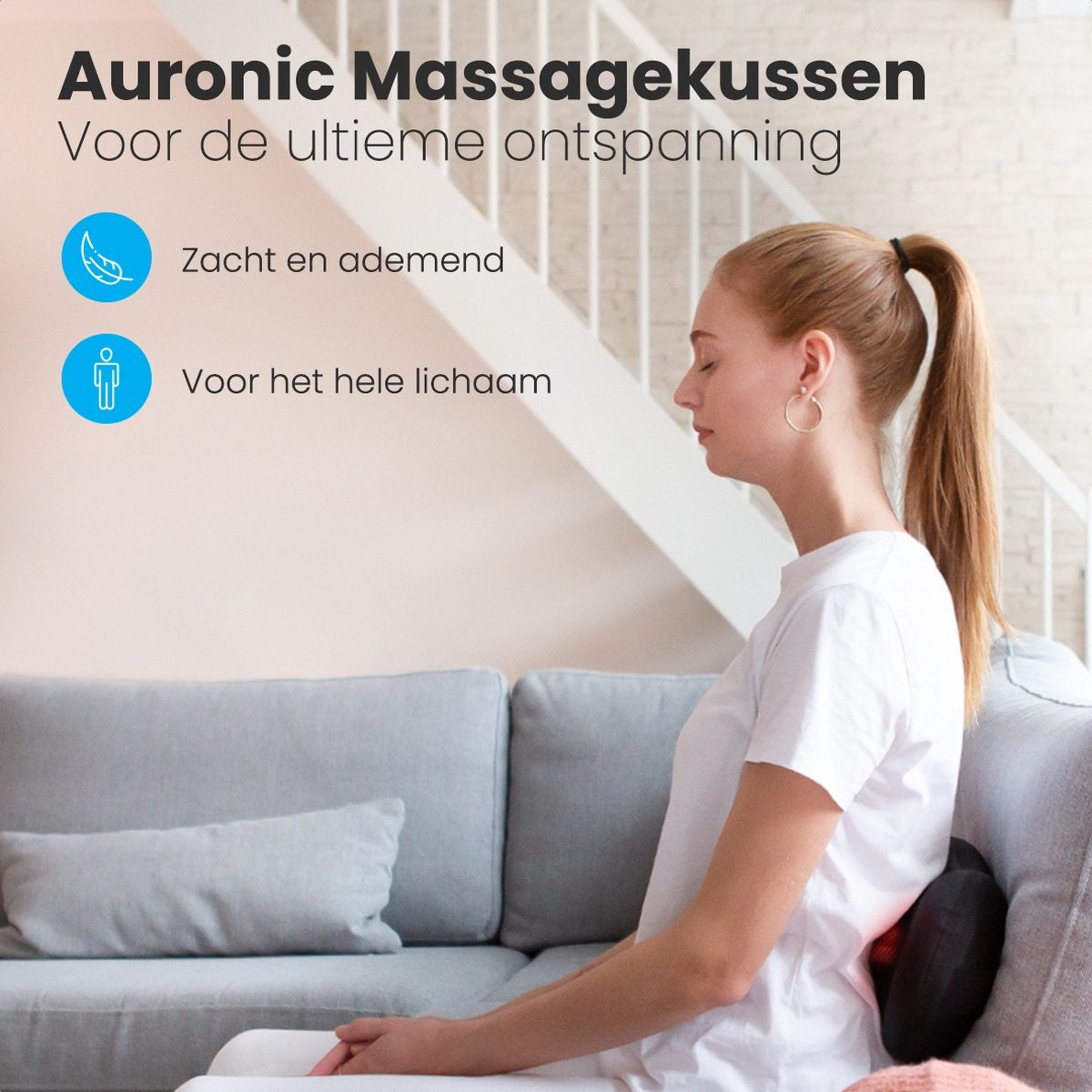 LifeGoods Elektrisches Shiatsu-Massage-Kissen Nacken- und Rückenmassage Wärmefunktion Schwarz