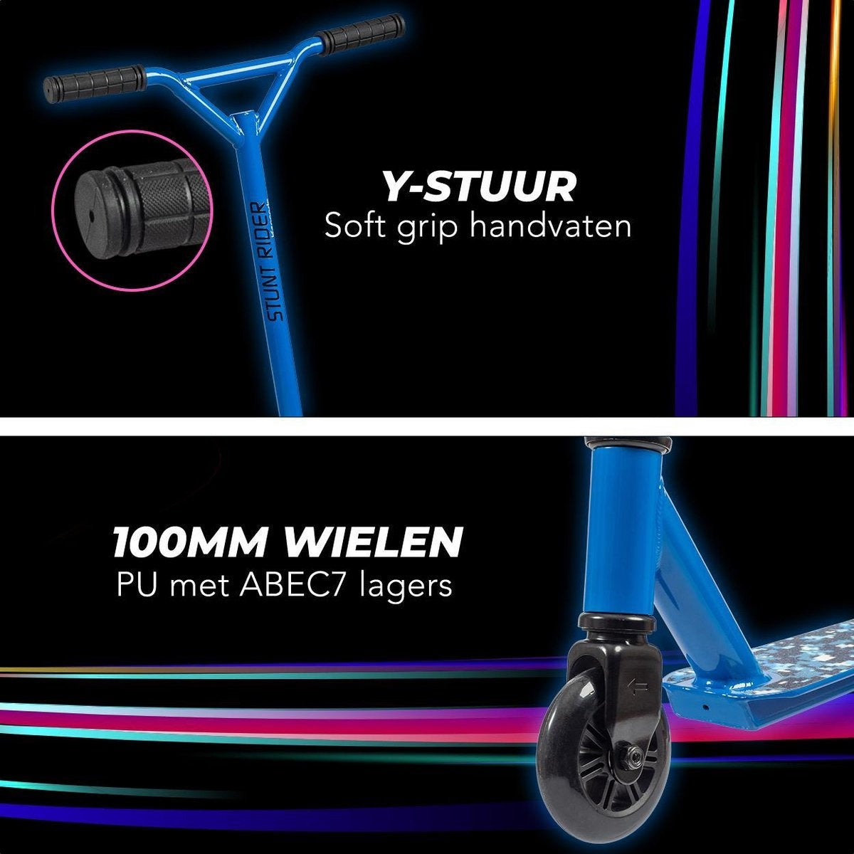 LifeGoods StuntRider - Stunt-Scooter - Kickroller - Stufe 8+ Jahre - 100mm Räder - Jungen/Mädchen - Blau