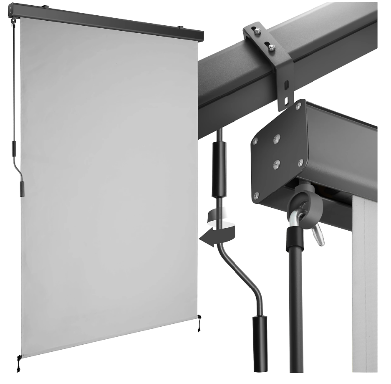 tectake Vertikale Markise Eloise – Ausziehbar – 120 x 250 cm – Hellgrau