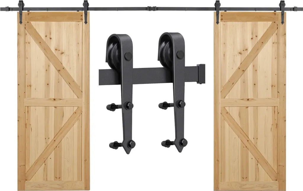Yaheetech Schiebetürsystem 366 cm mit Montageset, Schwarz