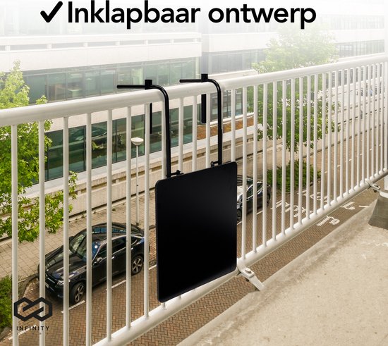 Infinity Goods Balkontisch - klappbar - 60 x 60 CM - verstellbar - hängend - Schwarz