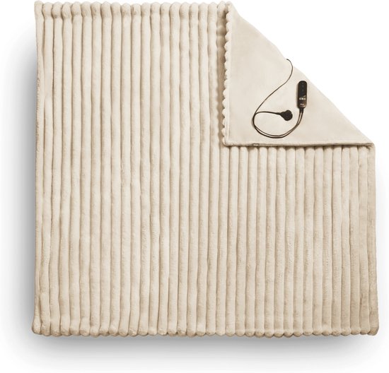 Duux Yentl Striped Electric Heat Blanket 200x200 cm - 9 Einstellungen - Beige