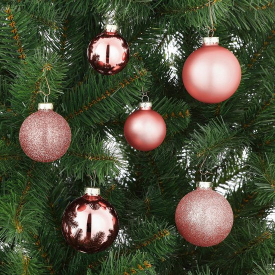 Mica Decorations Weihnachtskugeln-Set – 42 Stück – Ø 7 cm – Glas – Rosa