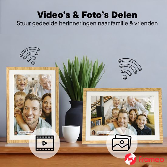 Denver Digitaler Fotorahmen 10.1 Zoll - Wechselrahmen schwarz/weiß/holz - Frameo app - Fotorahmen - Wifi - PFF1018
