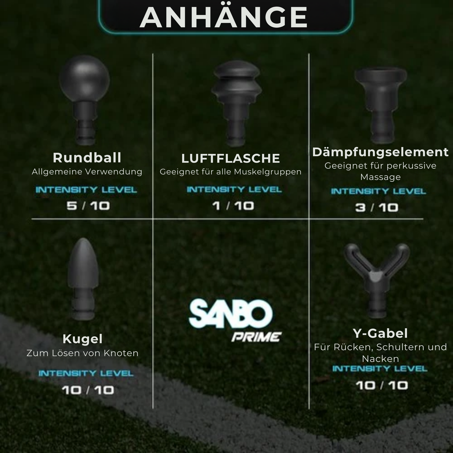 Sanbo Massage Gun Prime - Sport- und Entspannungsmassage - Profi - Inklusive Etui & App - Massagegerät - Fitness - Schwarz/Blau