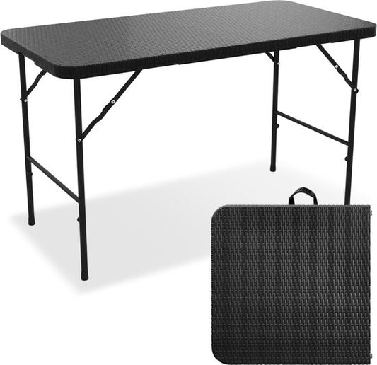 LifeGoods Zusammenklappbarer Tisch - 120 cm - Campingtisch - 4 Personen - Klappbarer Tisch - Schwarz