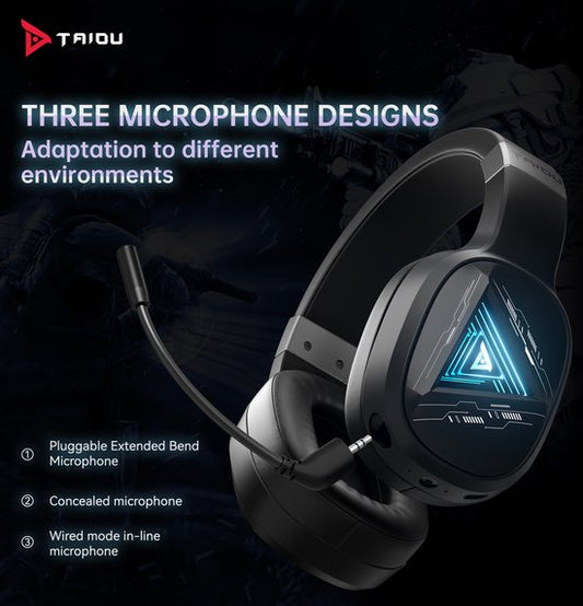 TAIDU THS320Pro - 2.4GHz Wireless Gaming Headset - Bluetooth Headset - mit Mikrofon - Geeignet für PS4/PS5, Nintendo Switch - Multiplattform - Schwarz