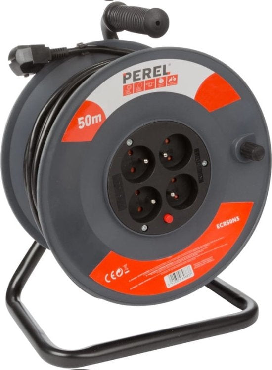 Perel Kabeltrommel 50 M - 3G1.5 - Stift-Erde - 4 Buchsen