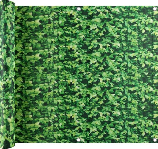 tectake - Balkongeländer Sichtschutz grüne Blätter - 90 cm - 6 Meter - 402711