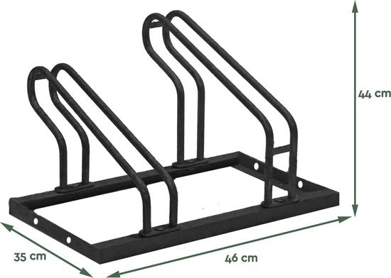 BRASQ Fahrradträger für 2 Fahrräder - Fahrradständer - Fahrradträger - Fahrradhalterung für Boden Inklusive Befestigungsmaterial - Schwarz