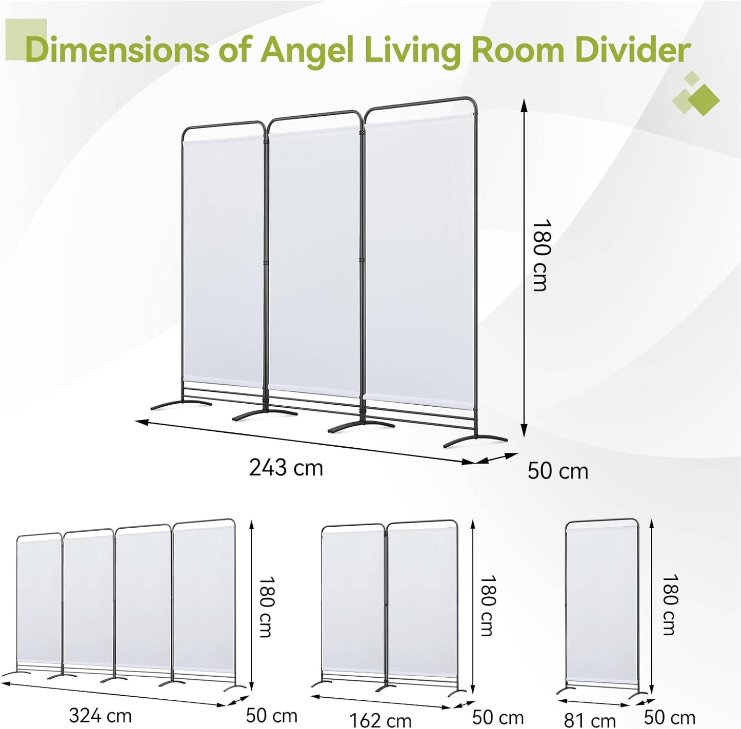 Angel Living Faltwand 3 Paneele - 243 x 180 cm - Weiß