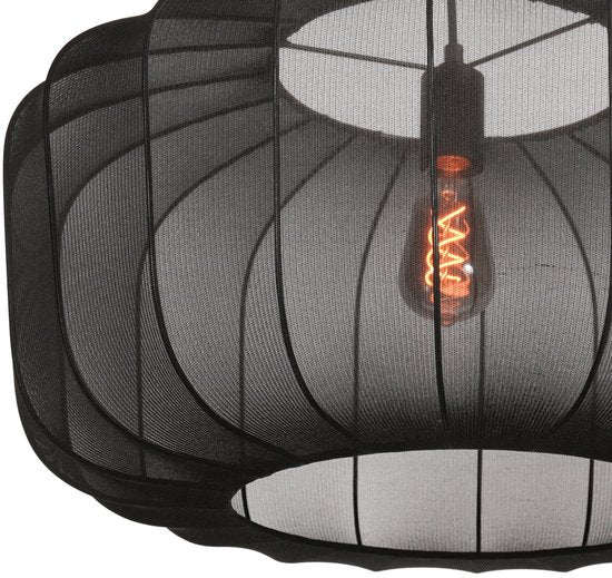 Anne Lighting – Hängeleuchte – Sable – schwarz – Leinen und Metall – Ø 60 cm – E27 – 4193ZW