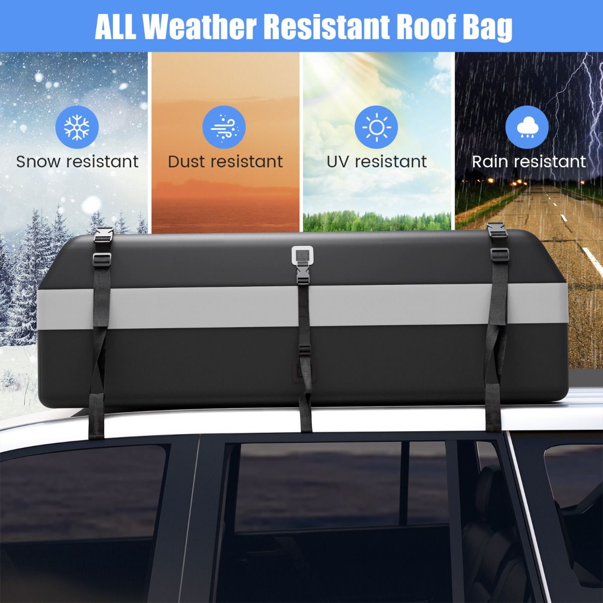 Coast Dachgepäcktasche für das Auto – wasserdichtes PVC – 595 Liter – grau und schwarz