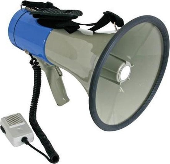 Velleman Megaphon, Schultergurt, Sirene, Sprechfunktion, Pfeifton, abnehmbares Mikrofon, 25 W, 500 m