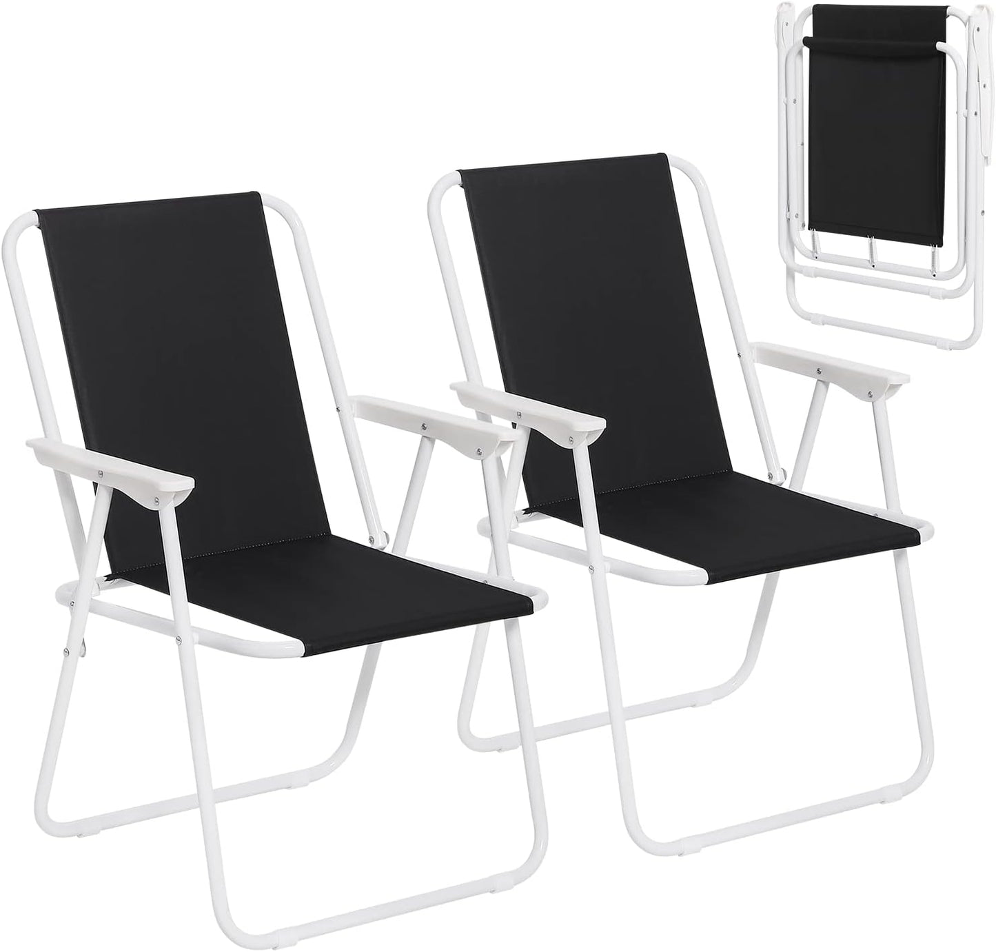 WOLTU Klappbarer Campingstuhl, 2er-Set – Schwarz