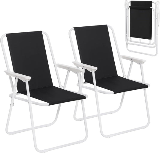 WOLTU Klappbarer Campingstuhl, 2er-Set – Schwarz